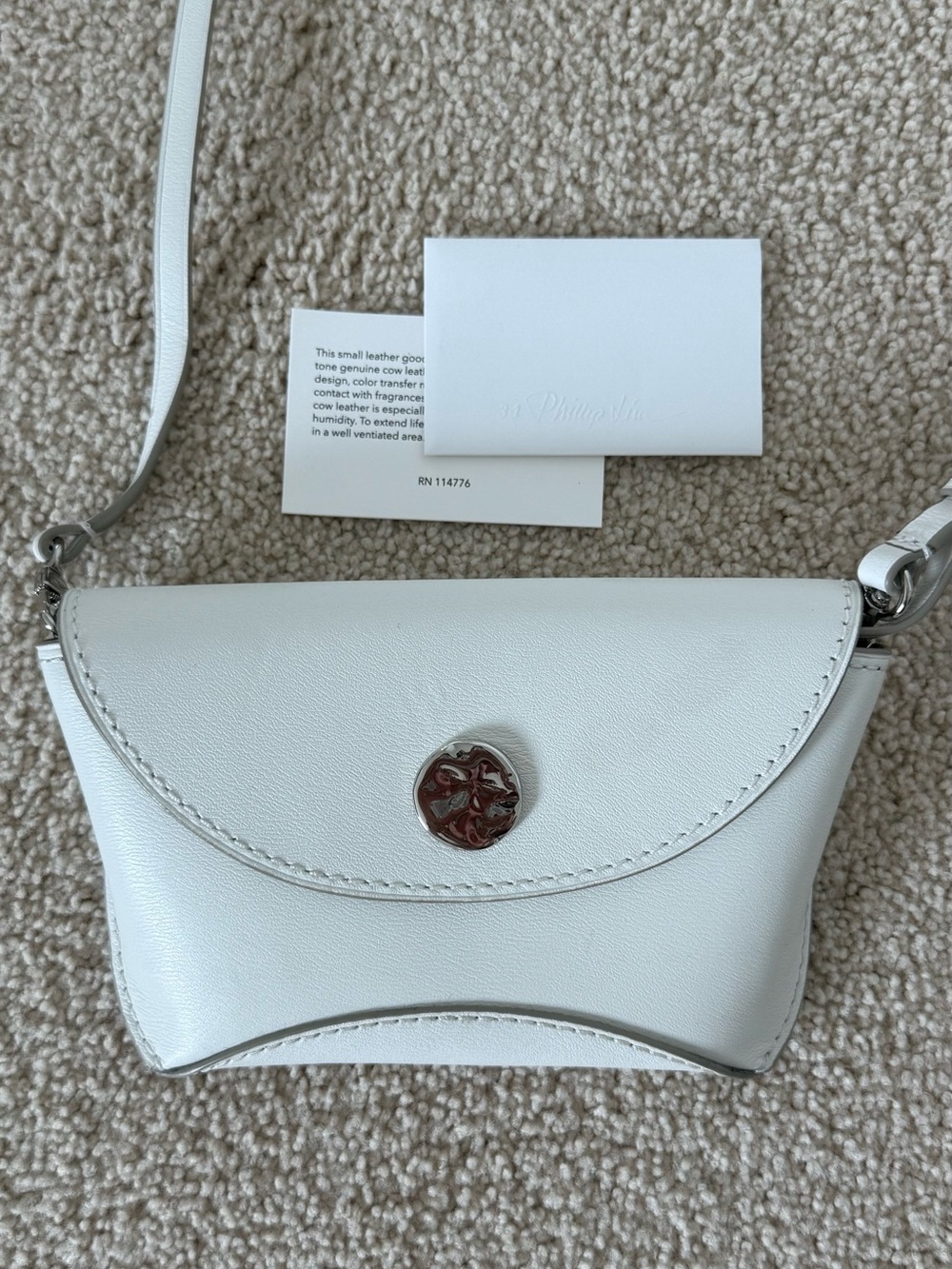 3.1 Phillip Lim White Leather Crossbody with Silver Medallion